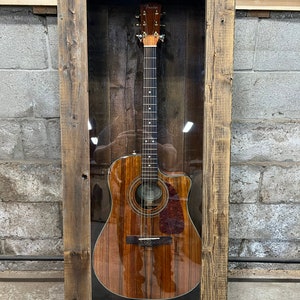 Rustic Guitar Shadow Box Display with Door, Reclaimed Wood Guitar Display, Mancave Decor, Cabin Decor, Lodge Decor, Music Room Decor