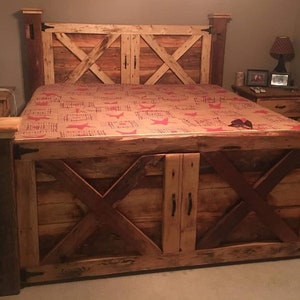 Reclaimed Rustic Barnwood Bed, Reclaimed Distressed Rustic Barnwood Furniture, Rustic Bedroom Furniture, Rustic Barnwood Headboard Footboard image 2