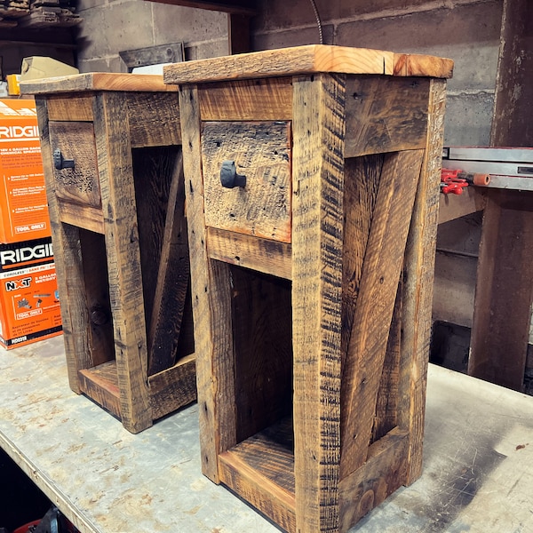 Reclaimed Rustic Barnwood Nightstand, Nightstands, Reclaimed Distressed Rustic Barnwood Nightstands, Rustic Bed Side Tables, Nightstand