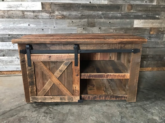 Reclaimed barnwood cheap tv stand