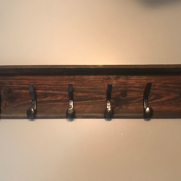 Railroad Spike Coat Rack, Reclaimed Barnwood Coat Rack, Rustic Coat Rack, Railroad Spike Hanging Hooks