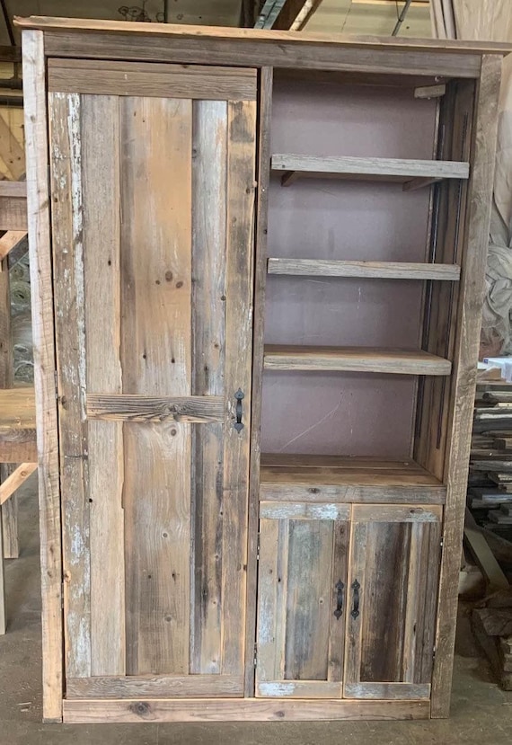 Reclaimed wood hutch cabinet deals