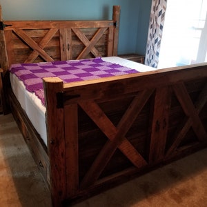 Reclaimed Rustic Barnwood Bed, Reclaimed Distressed Rustic Barnwood Furniture, Rustic Bedroom Furniture, Rustic Barnwood Headboard Footboard image 3