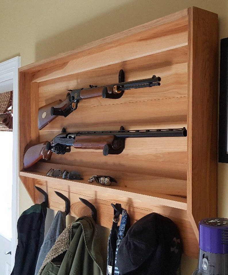 Rustic Natural Hickory Gun Rack Display Coat Rack Hat Rack Etsy
