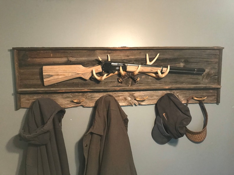 Rustic Gun Rack Gun Rack Deer Antler Antler Rack Mancave Etsy
