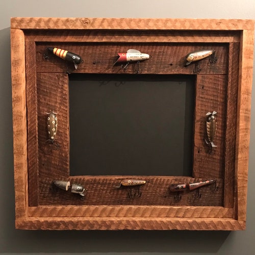 Shops Rustic Fishing Lure Frame, Rustic Barnwood Picture Frame, Handmade Fish Lures, Folk Art Fish Lures, Reclaimed Wood, Fishing Frame Decor