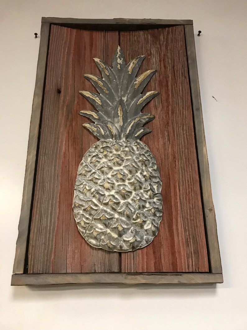 Pineapple Decor Tin Pineapple Rustic Decor Pineapple Etsy