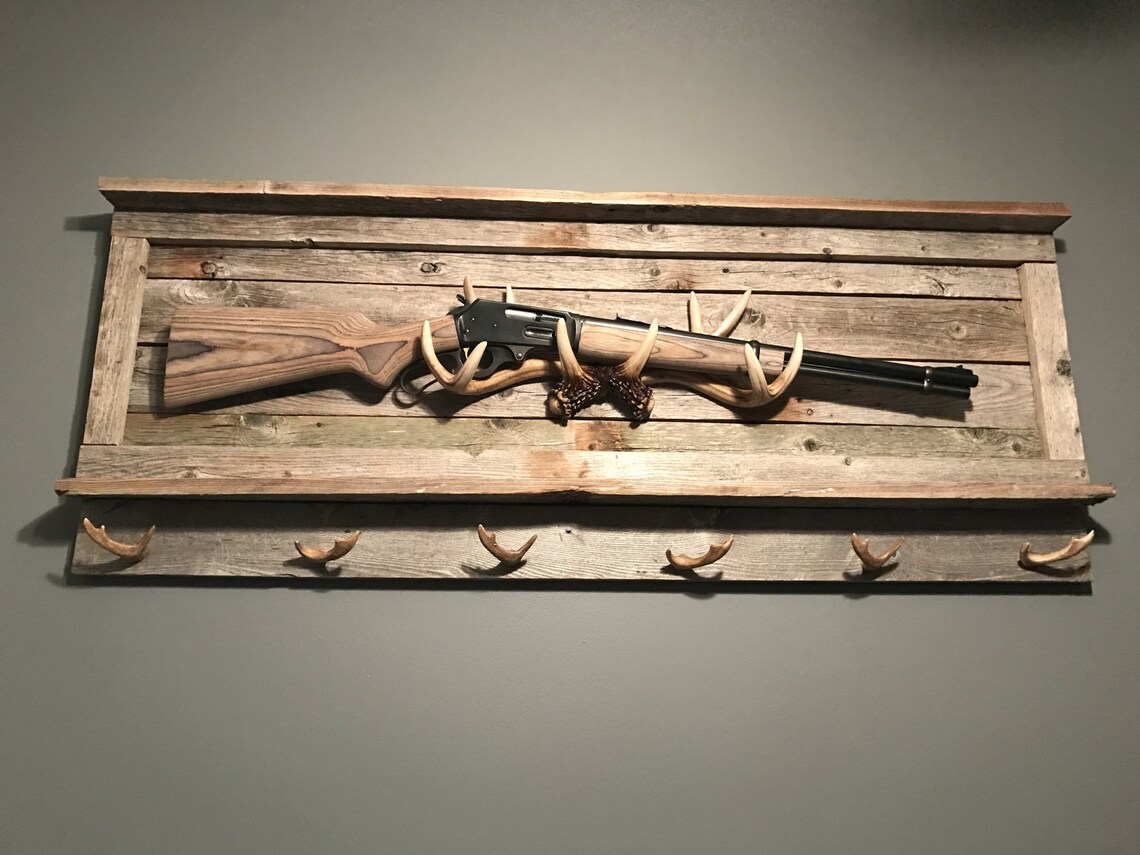 Rustic Gun Rack Gun Rack Deer Antler Antler Rack Mancave Etsy