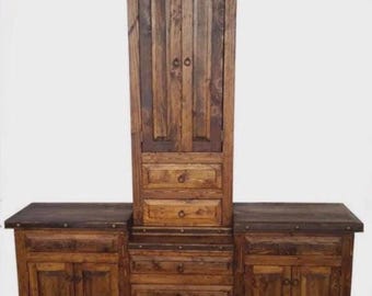 Custom order for Bill, 76” Long Boy Reclaimed Rustic Barnwood Dresser w/ Tower Add On
