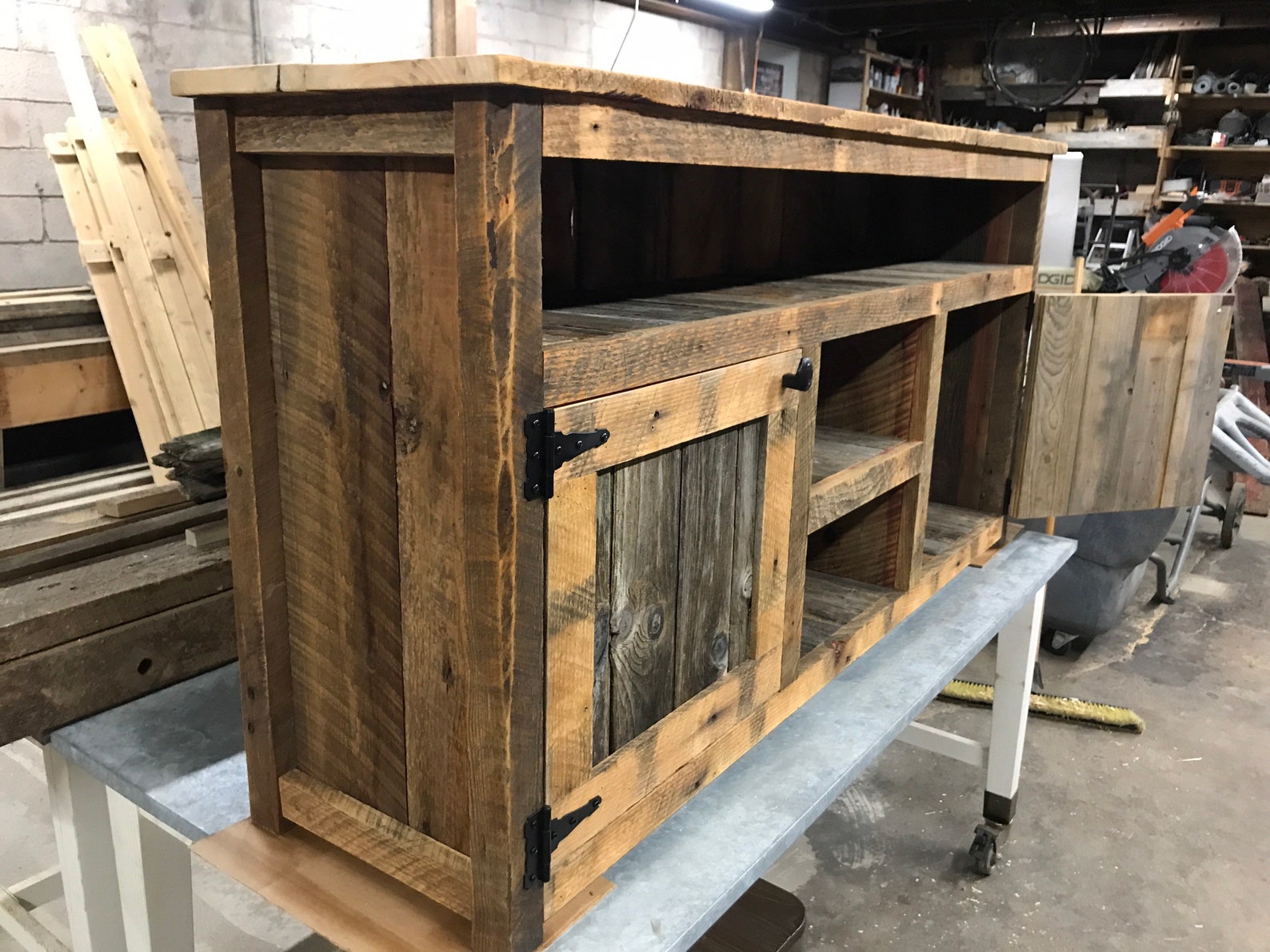 Reclaimed Rustic Barnwood TV Stand Reclaimed Barnwood TV Etsy