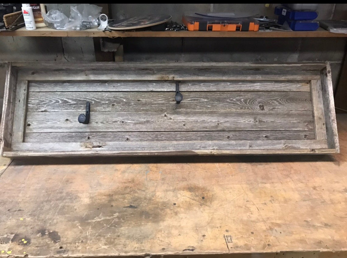 TWO PAIR Clear Shellac Finish Railroad Spike Wall Gun Rack