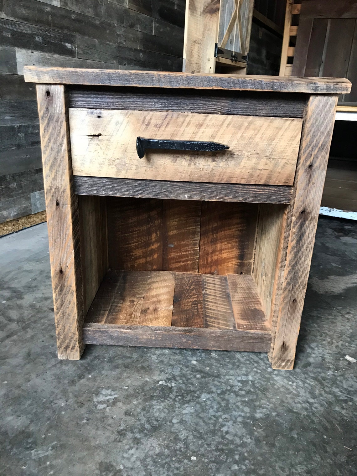 Reclaimed Rustic Barnwood Nightstand Nightstands Reclaimed Etsy