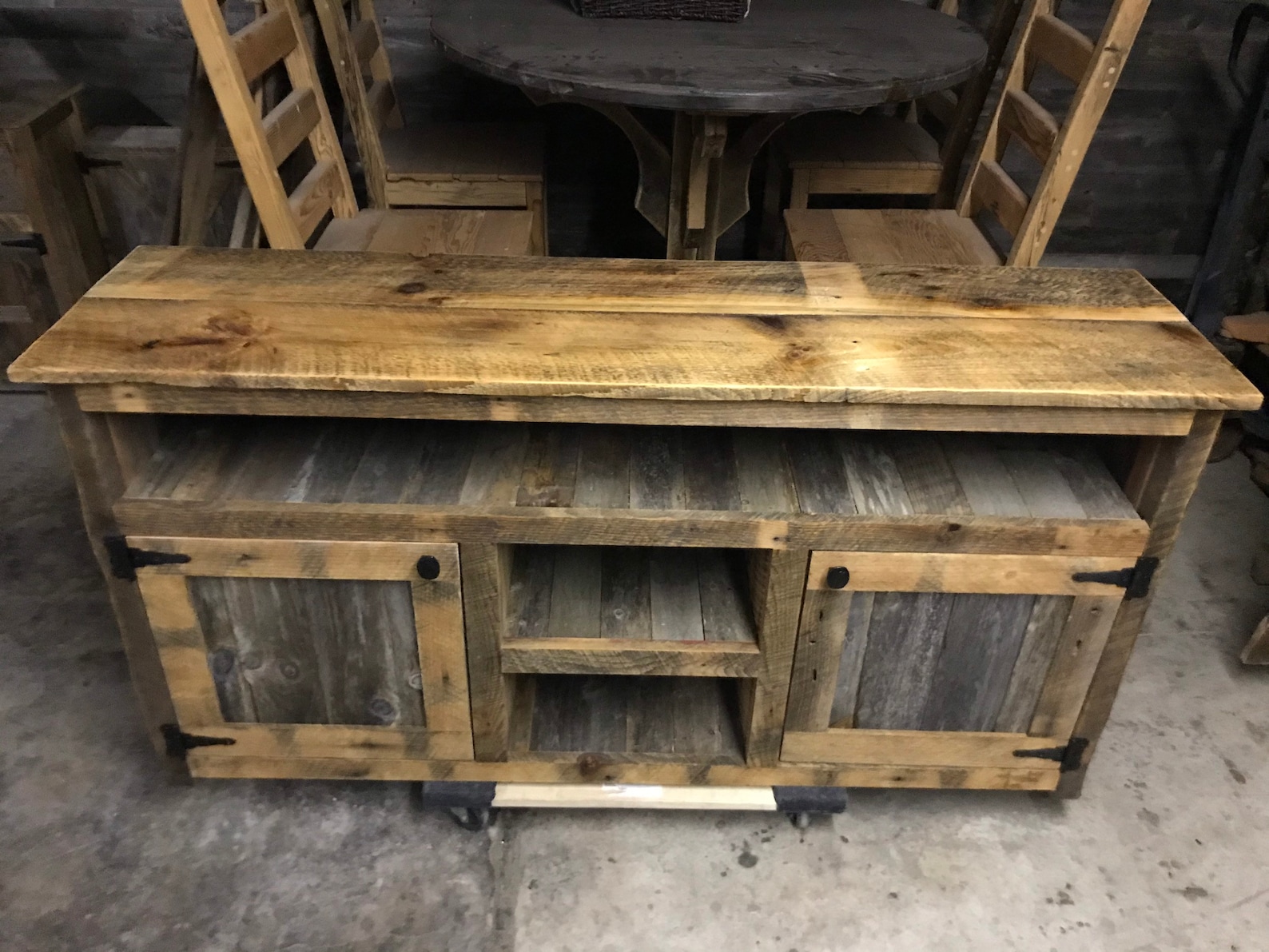 Reclaimed Rustic Barnwood TV Stand Reclaimed Barnwood TV Etsy