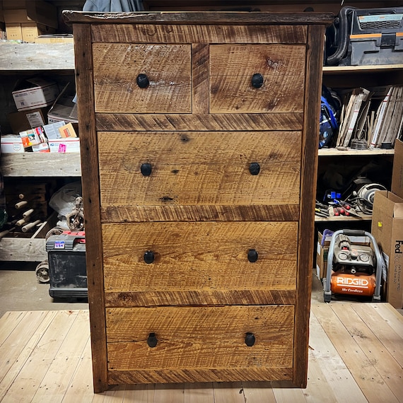 Reclaimed Rustic Barnwood Dresser, 5-drawer Vertical Dresser - Etsy Reclaimed Rustic Barnwood Dresser, 5-drawer Vertical Dresser - Etsy