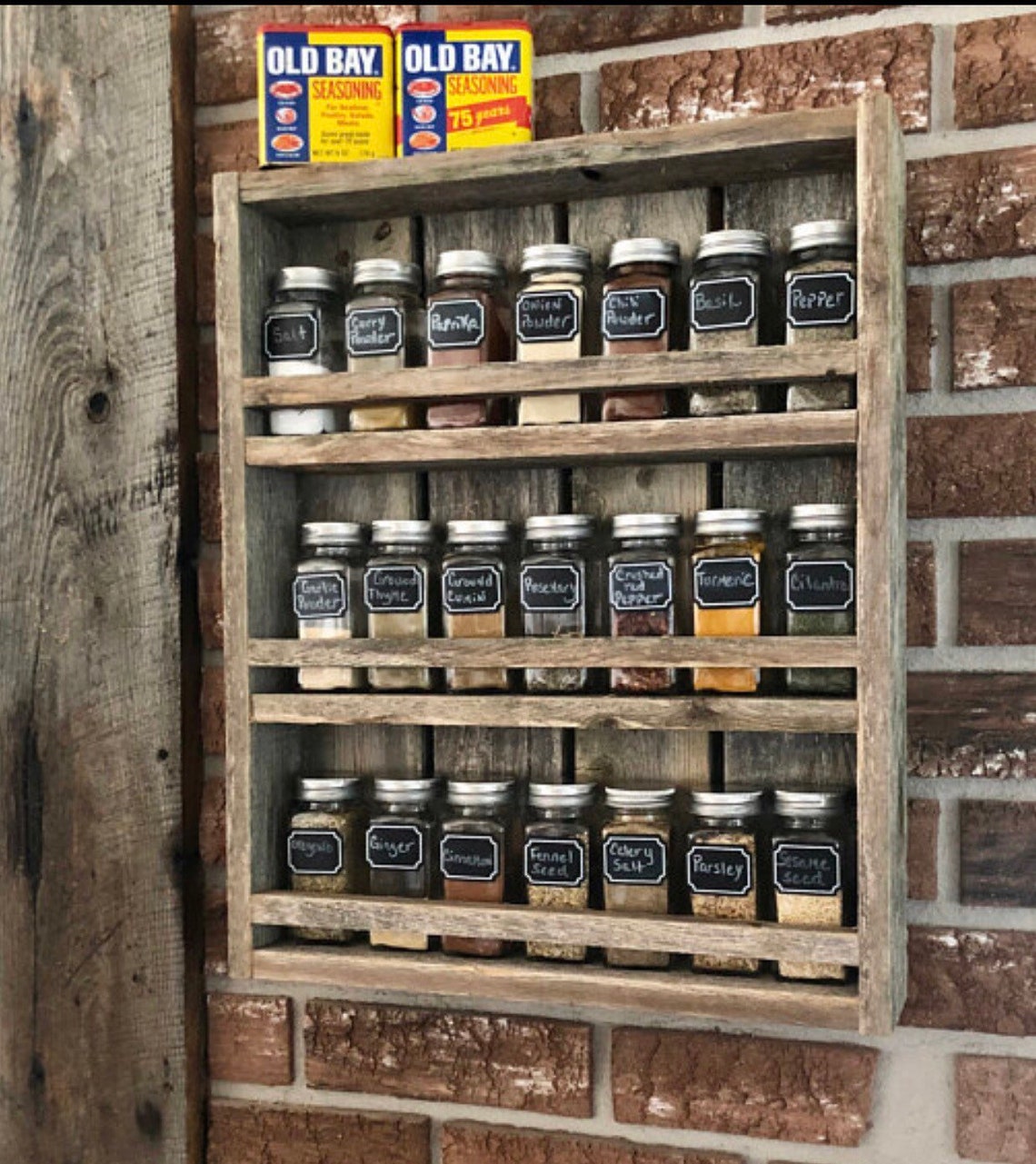 Rustic Mason Jar Spice Rack Display Spice Rack Mason Jars Etsy