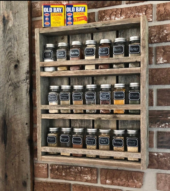 Rustic Mason Jar Spice Rack Display, Spice Rack, Mason Jars