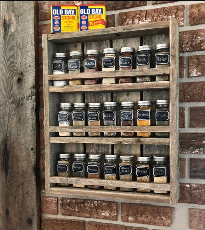 Rustic Mason Jar Spice Rack Display Spice Rack Mason Jars Etsy