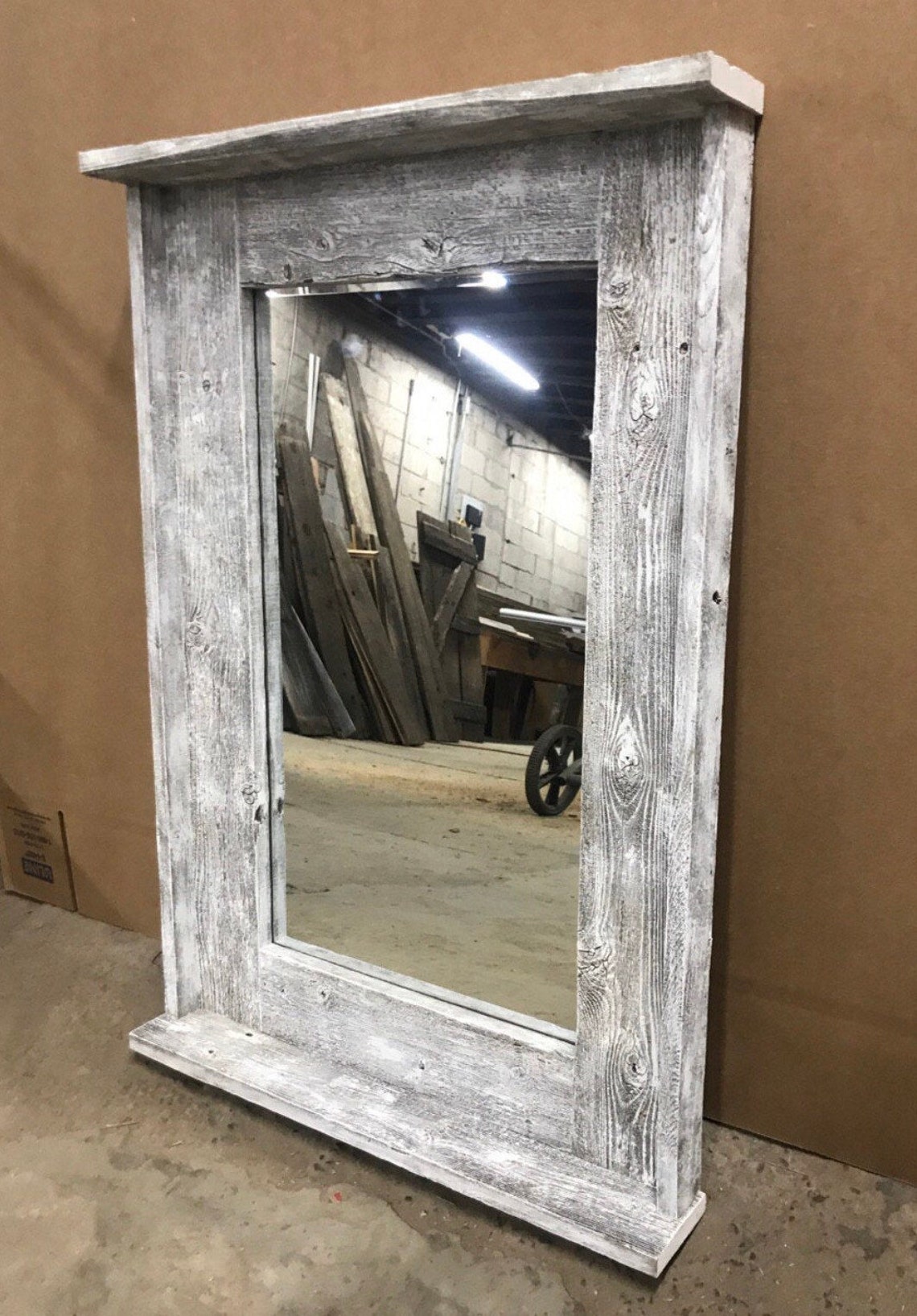 Farmhouse Mirror Whitewashed Mirror Distressed Mirror Etsy