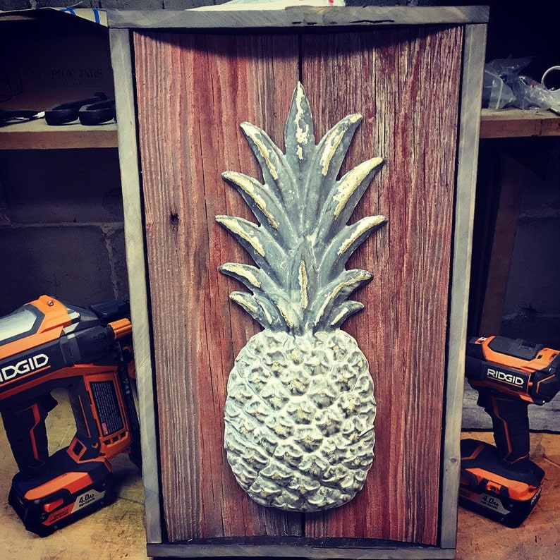 Pineapple Decor Tin Pineapple Rustic Decor Pineapple Etsy