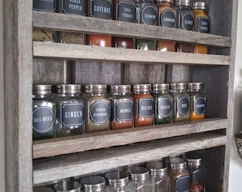 Rustic Mason Jar Spice Rack Display, Spice Rack, Mason Jars, Kitchen Spice  Rack, Rustic Spice Rack, Mason Jar Spices, Chalkboard Labels