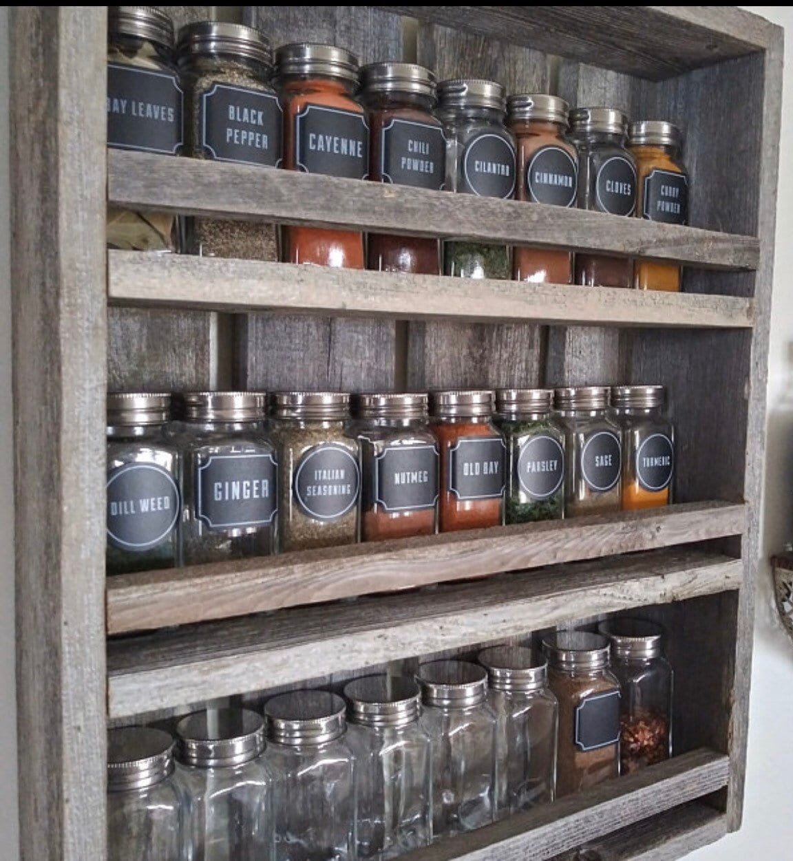 Rustic Mason Jar Spice Rack Display, Spice Rack, Mason Jars, Kitchen Spice  Rack, Rustic Spice Rack, Mason Jar Spices, Chalkboard Labels 