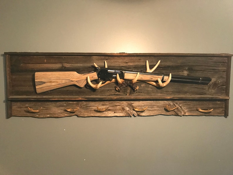 Rustic Gun Rack Gun Rack Deer Antler Antler Rack Mancave Etsy
