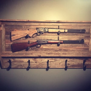 Rustic Gun Rack, Coat Rack, Hat Rack, Reclaimed Wood, Railroad Spikes ...