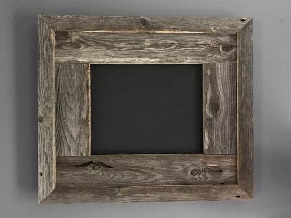 Rustic Reclaimed Wood Picture Frame, Weathered Gray Handmade Display
