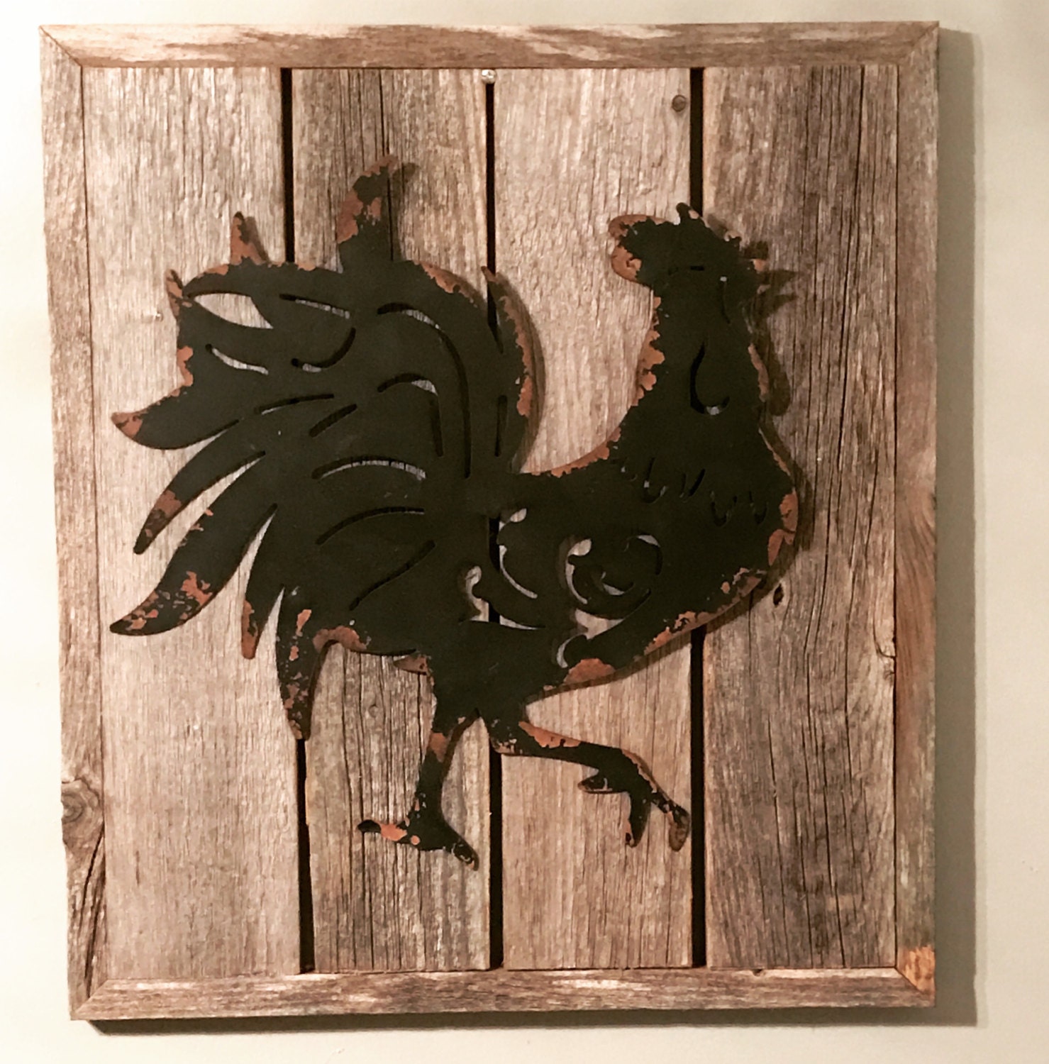 Rooster Decor Tin Rooster Rustic Decor Rooster Etsy