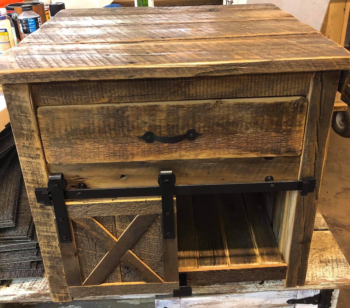 Reclaimed Rustic Barnwood Nightstand Nightstands Reclaimed Etsy