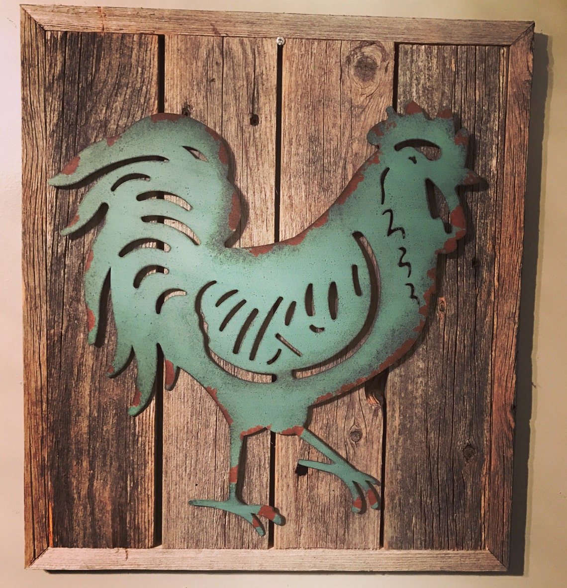 Rooster Decor Tin Rooster Rustic Decor Rooster Etsy