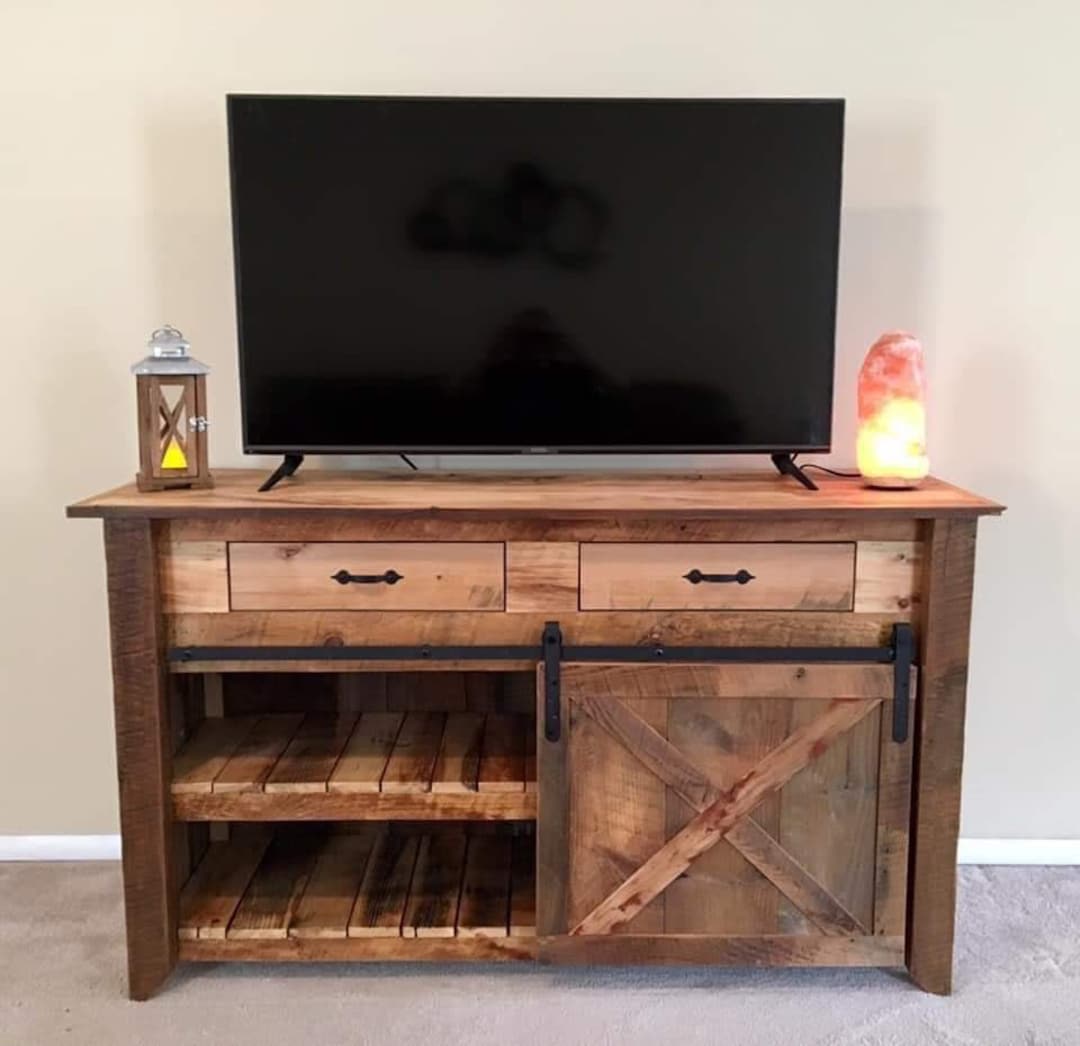 Reclaimed Rustic Barnwood TV Stand, Reclaimed Barnwood TV Stand