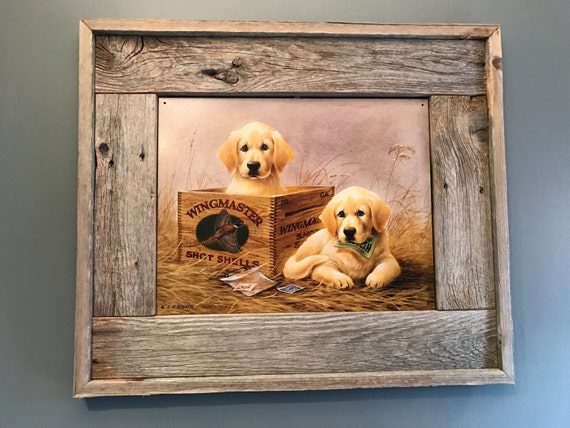 Labrador Retriever Puppies Tin Sign Rustic Frame | Etsy
