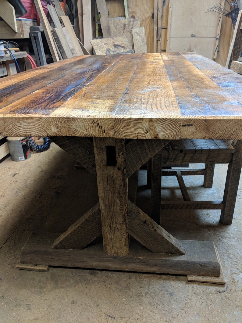 Reclaimed Rustic Barnwood Table Reclaimed Barnwood Dining Etsy