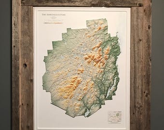 Adirondack Park Map, Adirondack Park, Adirondack Park 3d Map, ADK 46R, Rustic Frame Adirondack Park Map, Barnwood Frame Adirondack Park Map