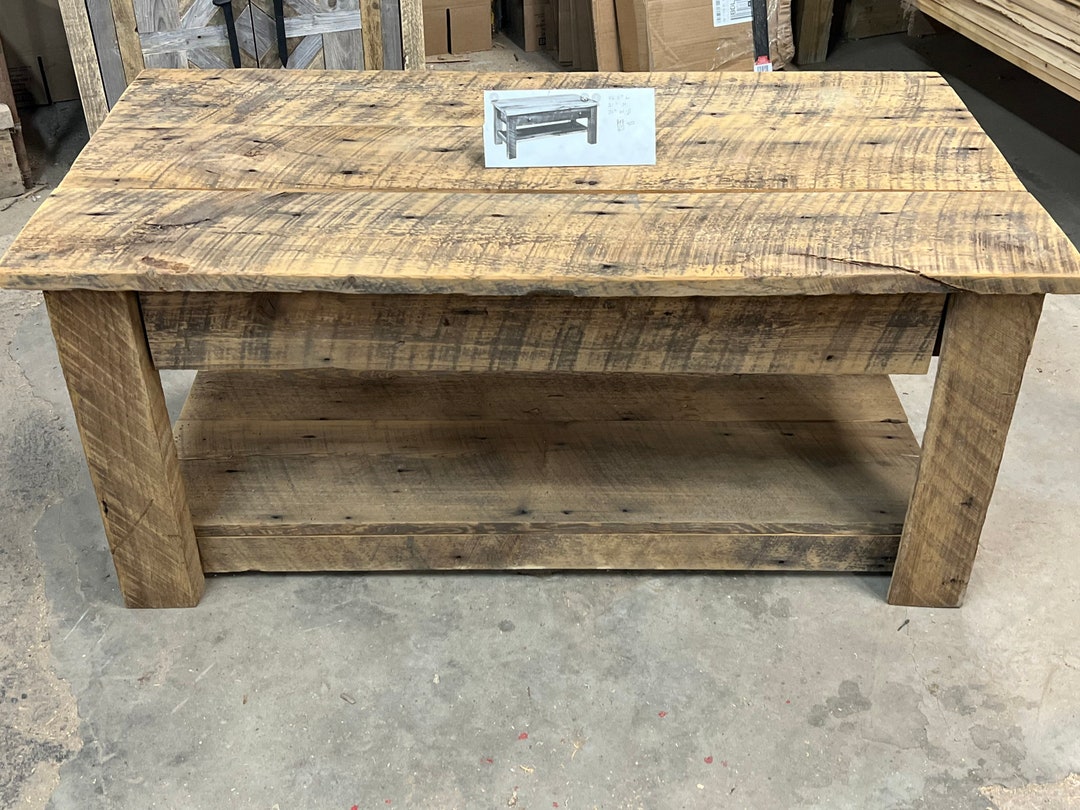 Reclaimed Rustic Distressed Barnwood Coffee Table, Reclaimed Barnwood