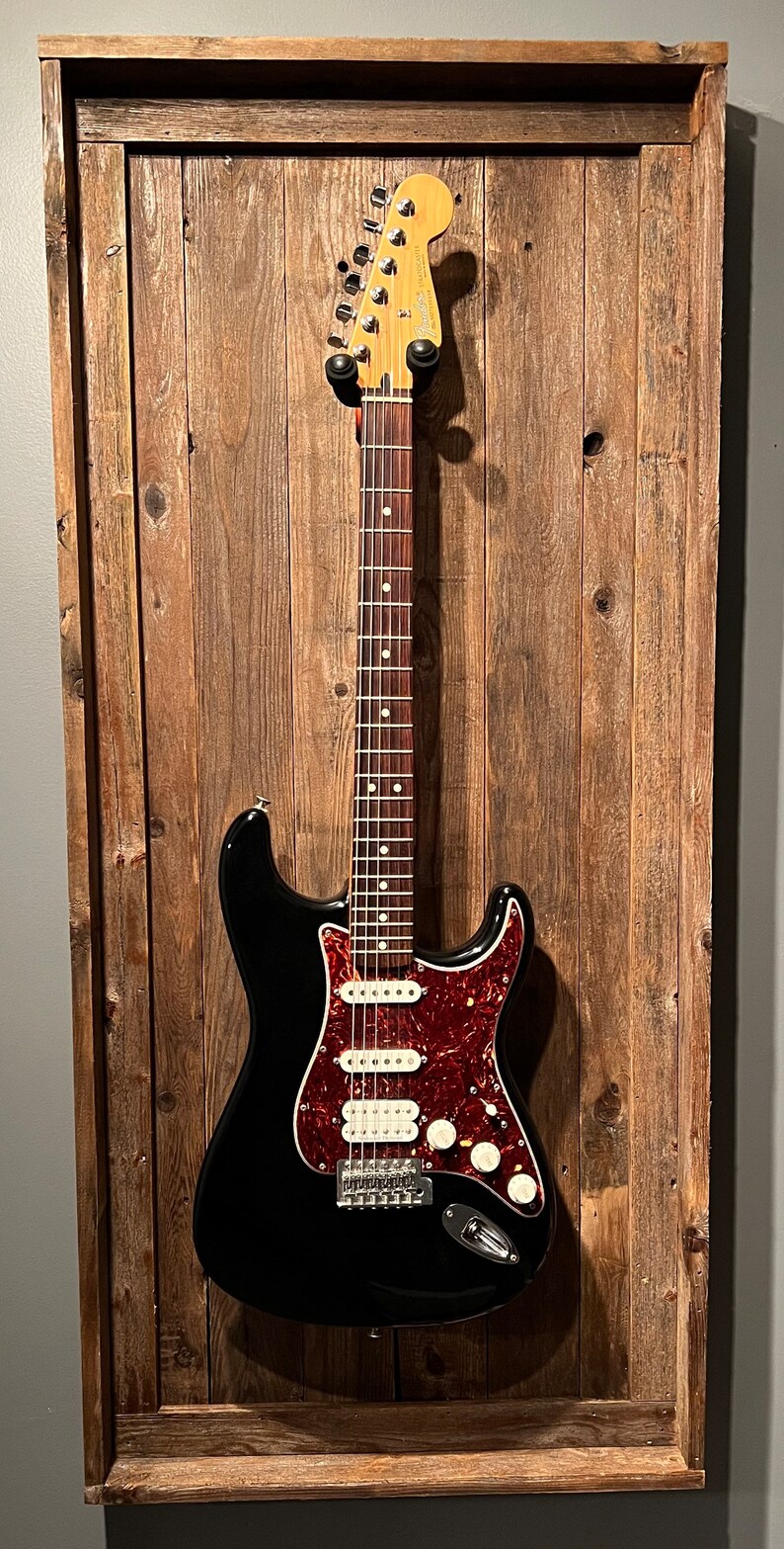 Rustic Guitar Shadow Box Display, Reclaimed Wood Guitar Display ...