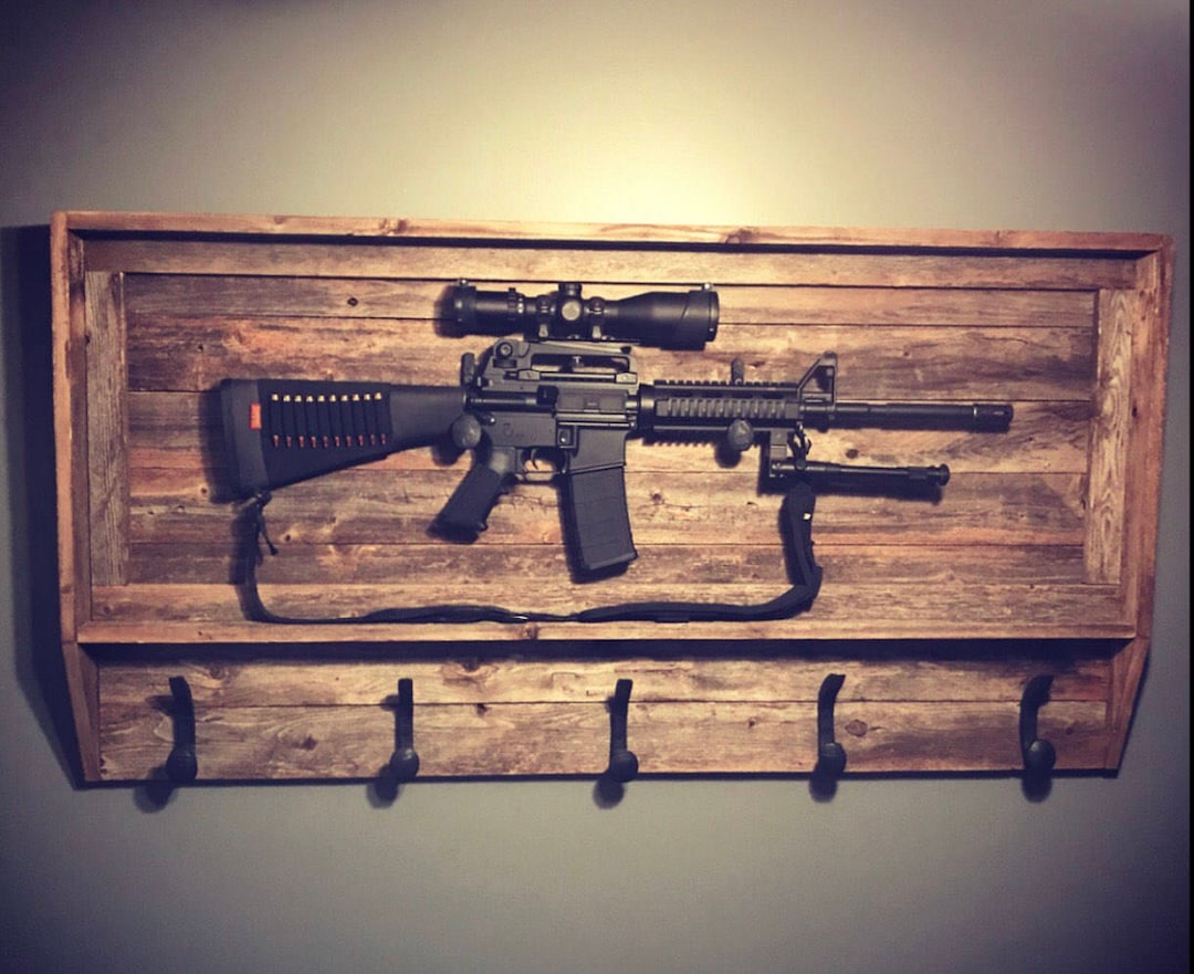 Rustic Gun Rack, Coat Rack, Hat Rack, Reclaimed Wood, Railroad Spikes