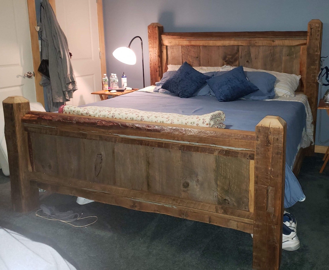 Lit rustique en bois de grange récupéré meubles rustiques en Etsy