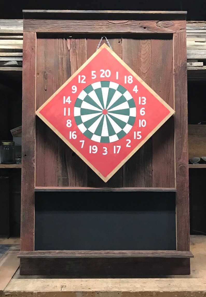 Rustic Dartboard Frame Barnwood Dartboard Display Chalkboard Etsy