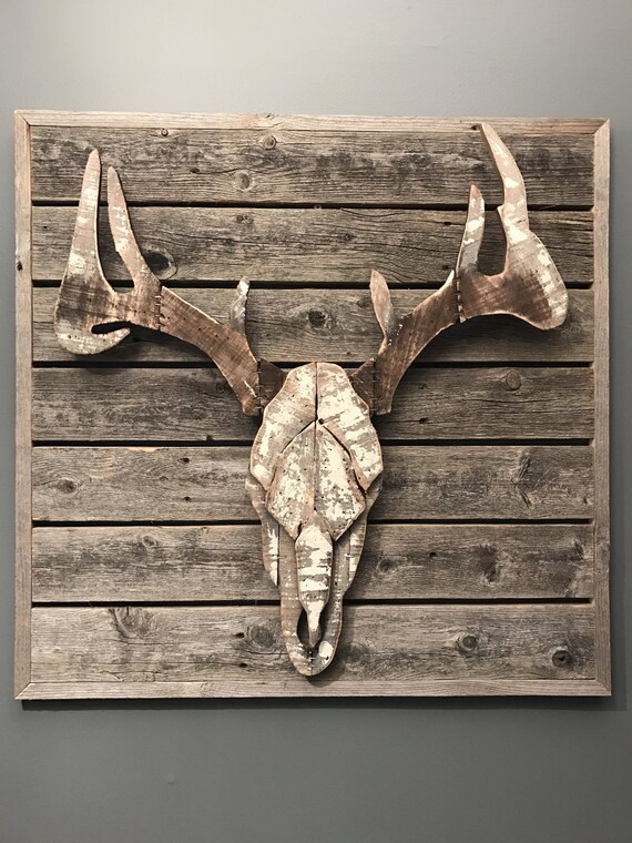 Deer Skull Rustic Home Decor Deer Antler Cabin Lodge Decor Etsy