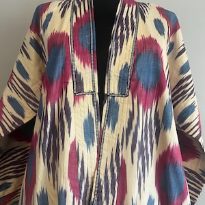 Handgemachte Ikat Robe: Boho Kimono Jacke, Medium / Large