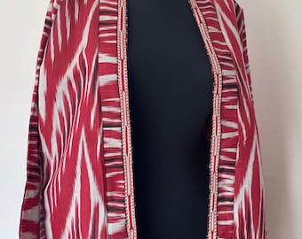 Handmade Ikat Chapan Robe: Bohemian Kimono Jacket