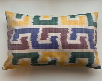 Cotton Ikat Pillow Cover, Decorative Pillow, Cotton Ikat Cushion, Uzbekistan,  Free UK Delivery