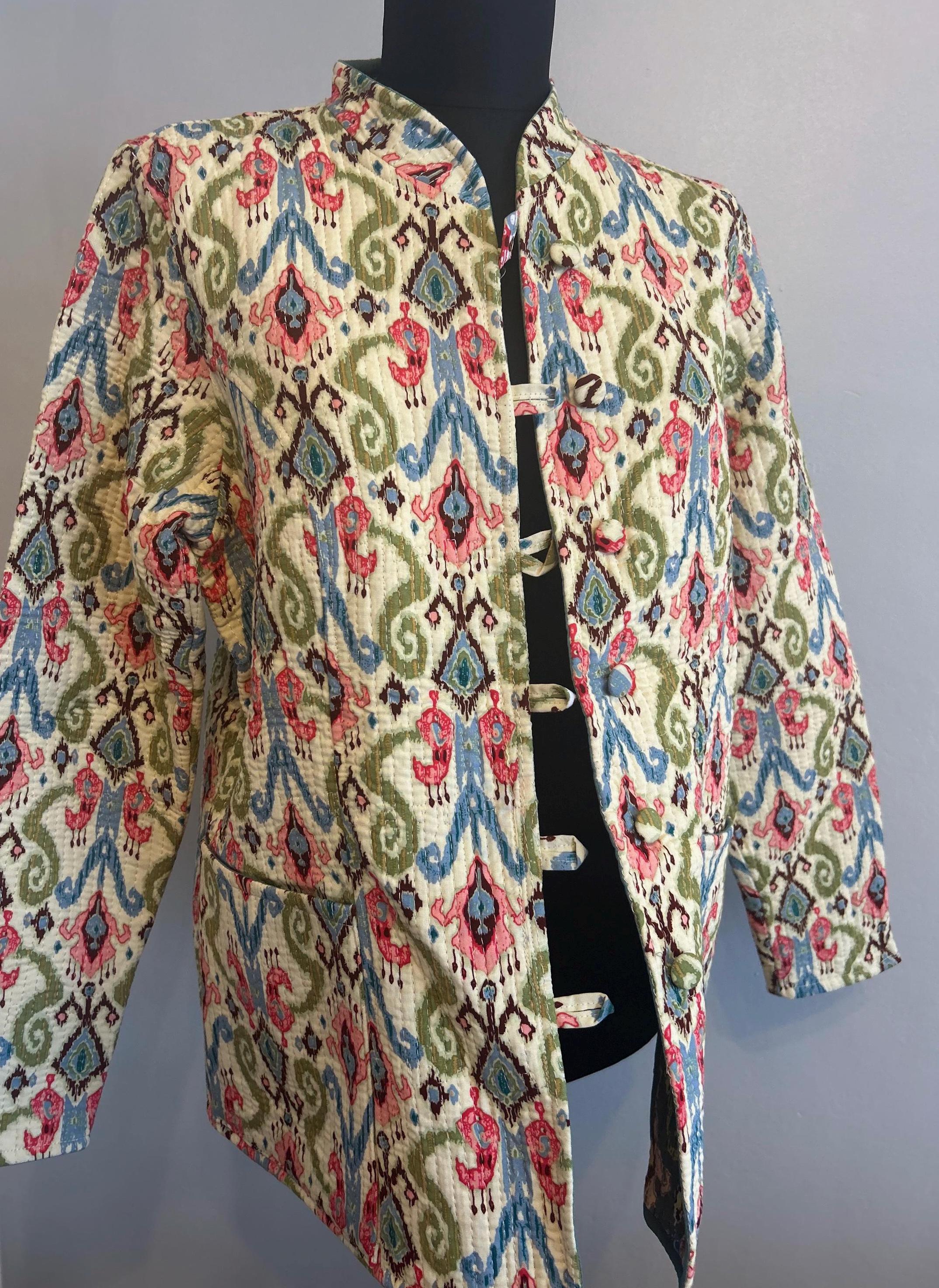 Handmade Ikat Jacket: Bohemian Chapan Coat, UK 12-14