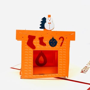 Warm Christmas Hearth 3D Handmade Pop Up Christmas Card