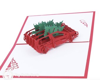 Bringing Home Christmas Trees 3D Pop Up Handmade Card