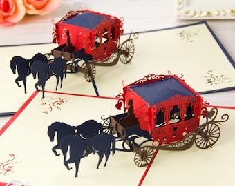 Horse Carriage Handmade 3D Pop Up Card Wedding Card