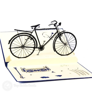 Biglietto pop-up 3D fatto a mano per bici da città