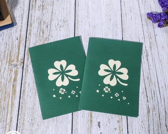 Lucky Four Leaf Clover Patch 3D Pop Up Good Luck Card